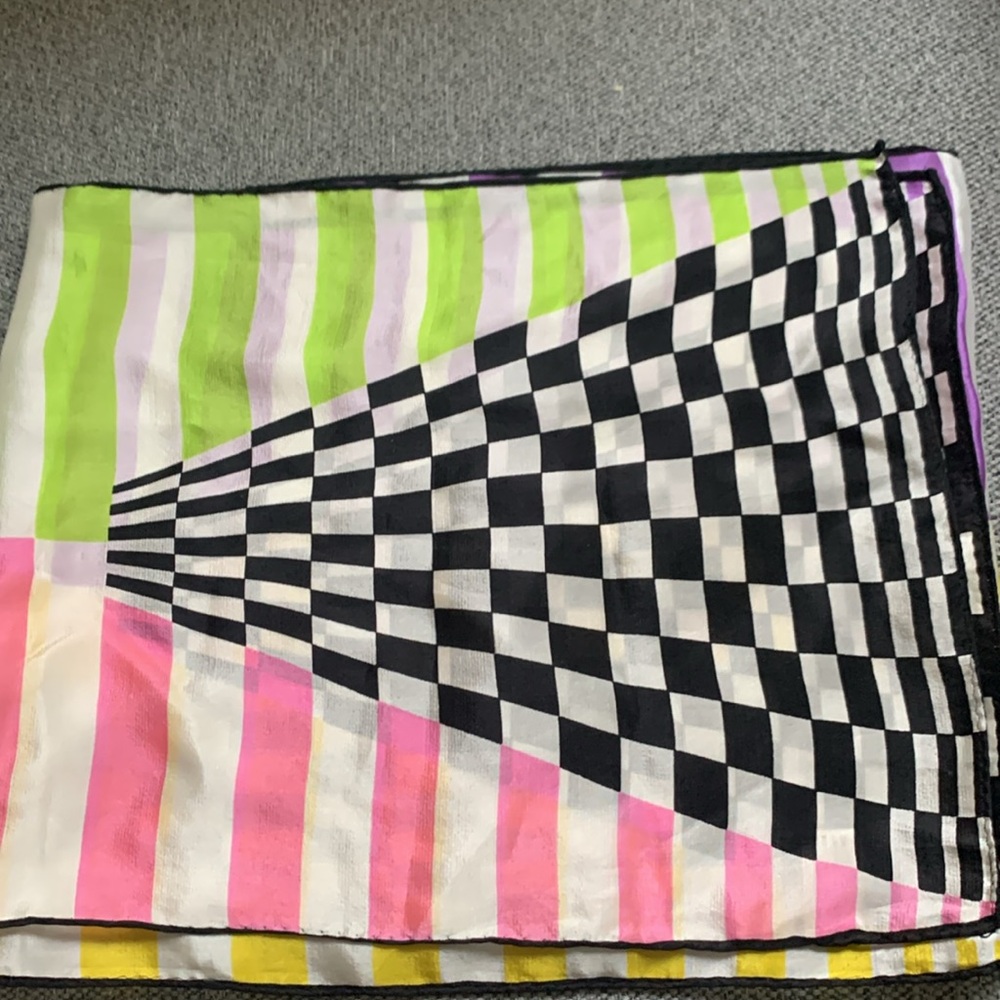 Vera Vintage Colorful Striped and Checkered Scarf - Picture 9 of 9